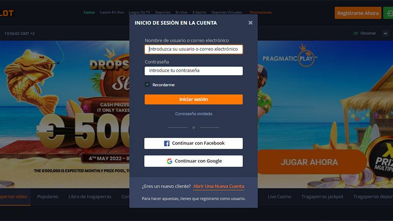 Cashalot Inicio de Sesión
