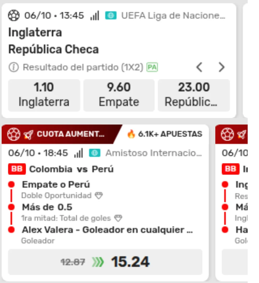 Pago Anticipado (PA) y creador de apuestas (BB) de Apuesta Total con cuota aumentada